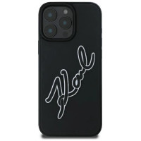 Karl Lagerfeld 3D Rubber Bicolor Signature iPhone 16 Pro Case - Black