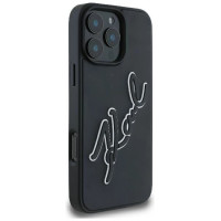 Karl Lagerfeld 3D Rubber Bicolor Signature iPhone 16 Pro Case - Black