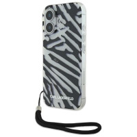 Karl Lagerfeld IML Zebra Pattern & Cord iPhone 16 Case - Black