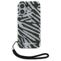 Karl Lagerfeld IML Zebra Pattern & Cord iPhone 16 Case - Black