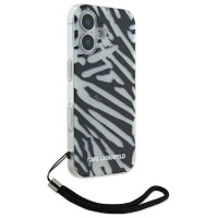 Karl Lagerfeld IML Zebra Pattern & Cord iPhone 16 Case - Black