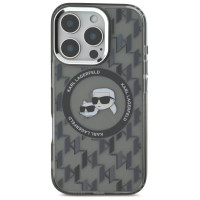 Karl Lagerfeld IML Monogram Karl & Choupette Head MagSafe iPhone 16 Pro Case - Black