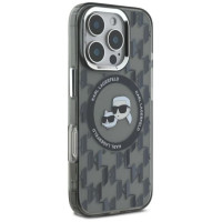 Karl Lagerfeld IML Monogram Karl & Choupette Head MagSafe iPhone 16 Pro Case - Black