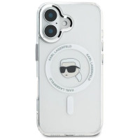 Karl Lagerfeld IML Metal Karl Head MagSafe Case for iPhone 16 Plus - White