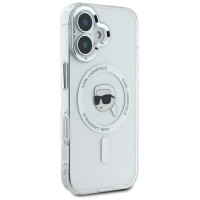 Karl Lagerfeld IML Metal Karl Head MagSafe Case for iPhone 16 Plus - White
