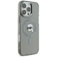 Karl Lagerfeld IML Metal Karl Head MagSafe Case for iPhone 16 Pro Max - Black