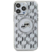 Karl Lagerfeld IML Monogram Karl & Choupette Head MagSafe Case for iPhone 15 Pro Max - Clear