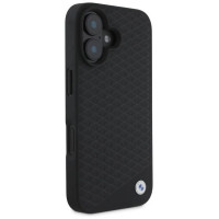 BMW Sign Leather Diamond Metal Logo MagSafe iPhone 16 Case - Black
