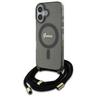 Guess Crossbody Cord Script MagSafe iPhone 16 Case - Black