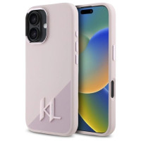 Karl Lagerfeld Silicone Shadow Metal Initial MagSafe iPhone 16 Case - Pink