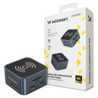 Wozinsky Hub USB-C 12 in 1 Wozinsky WHBC09Y8S multifunctional, with wireless charging function, aluminum, with 15 cm cable - gray