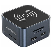 Wozinsky Hub USB-C 12 in 1 Wozinsky WHBC09Y8S multifunctional, with wireless charging function, aluminum, with 15 cm cable - gray