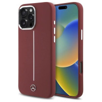 Mercedes Silicone White Stripe MagSafe Case for iPhone 16 Pro Max - Red