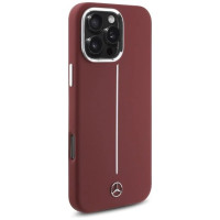 Mercedes Silicone White Stripe MagSafe Case for iPhone 16 Pro Max - Red