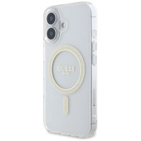 Guess GUHMP16MHFGERET iPhone 16 Plus 6.7" transparent hardcase IML Glitter Circle MagSafe