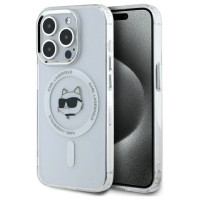 Karl Lagerfeld IML Metal Choupette Head MagSafe iPhone 15 Pro Case - White