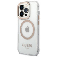 Guess Metal Outline Magsafe case for iPhone 15 / 14 / 13 - gold