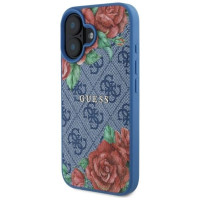 Guess GUHMP16SP4ROPEMCB iPhone 16 6.1" blue/blue hardcase 4G Flowers Print MagSafe