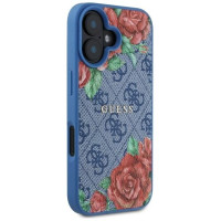 Guess GUHMP16SP4ROPEMCB iPhone 16 6.1" blue/blue hardcase 4G Flowers Print MagSafe