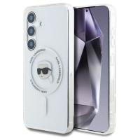 Karl Lagerfeld Case Karl Lagerfeld Button Karl Head Printed Logo MagSafe Samsung Galaxy S25 white