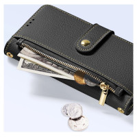 Dux Ducis Lawa Leather Case for Samsung Galaxy S25 with Detachable Magnetic Wallet - Black