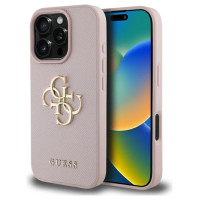 Guess Grained Big 4G Logo Small Classic Logo iPhone 16 Pro Max Case - Pink