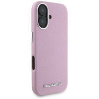 Karl Lagerfeld Saffiano Full Wrapped Elongated Metal Logo MagSafe iPhone 16 Case - Pink