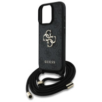 Guess 4G Big Logo Cord Stap Crossbody Case for iPhone 16 Pro Max black