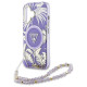 Guess Palm Trees Triangle Pearl Strap MagSafe case for iPhone 16 purple