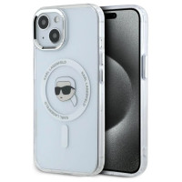 Karl Lagerfeld IML Metal Karl Head MagSafe Case for iPhone 15 Plus White