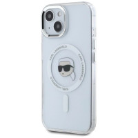 Karl Lagerfeld IML Metal Karl Head MagSafe Case for iPhone 15 Plus White
