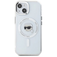 Karl Lagerfeld IML Metal Karl Head MagSafe Case for iPhone 15 Plus White