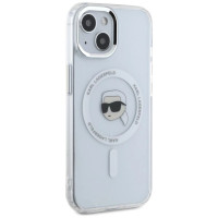 Karl Lagerfeld IML Metal Karl Head MagSafe Case for iPhone 15 Plus White