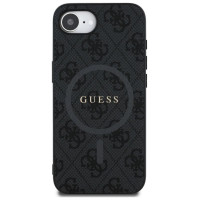Guess PU Leather 4G Colored Ring Case with MagSafe for iPhone 16e - Black