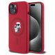 Karl Lagerfeld Silicone Karl&Choupette Heads Ring MagSafe iPhone 15 Case - Red