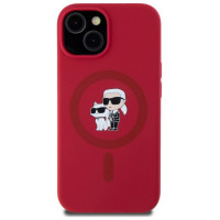 Karl Lagerfeld Silicone Karl&Choupette Heads Ring MagSafe iPhone 15 Case - Red