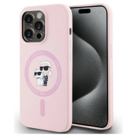 Karl Lagerfeld Silicone Karl&Choupette MagSafe iPhone 14 Pro Case - Pink