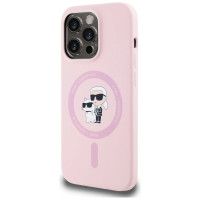 Karl Lagerfeld Silicone Karl&Choupette MagSafe iPhone 14 Pro Case - Pink