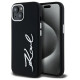 Karl Lagerfeld Silicone Metal Script Logo iPhone 15 Case - Black