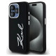 Karl Lagerfeld Silicone Metal Script Logo iPhone 15 Pro Max Case - Black