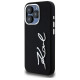 Karl Lagerfeld Silicone Metal Script Logo iPhone 15 Pro Max Case - Black