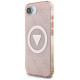 Guess IML Metal Glitter 4G Circle Triangle MagSafe case for iPhone 16e - pink