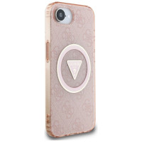 Guess IML Metal Glitter 4G Circle Triangle MagSafe case for iPhone 16e - pink