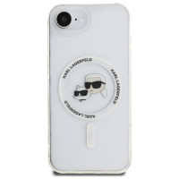 Karl Lagerfeld IML Metal Karl & Choupette Heads MagSafe iPhone 16e Case - White