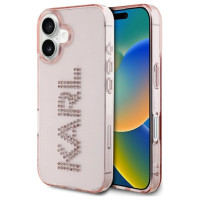 Karl Lagerfeld IML Rhinestones Logo iPhone 16 Case - Pink