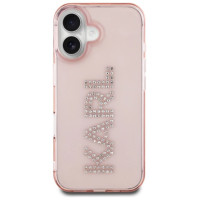 Karl Lagerfeld IML Rhinestones Logo iPhone 16 Case - Pink