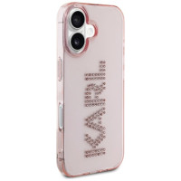 Karl Lagerfeld IML Rhinestones Logo iPhone 16 Case - Pink