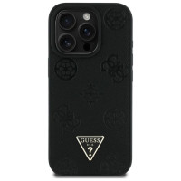 Guess Grained Hot Stamp Peony Triangle Logo MagSafe Case for iPhone 16 Pro Max - Black