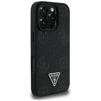 Guess Grained Hot Stamp Peony Triangle Logo MagSafe Case for iPhone 16 Pro Max - Black