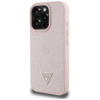 Guess Grained Hot Stamp Peony Triangle Logo MagSafe iPhone 16 Pro Max Case - Pink